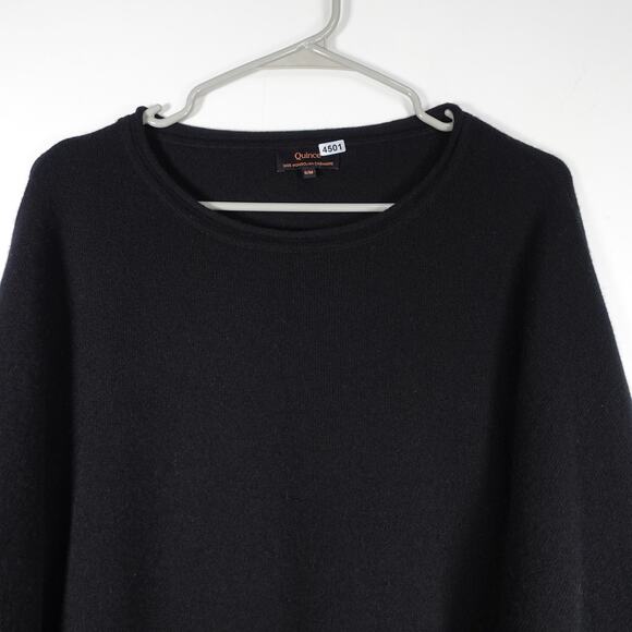 EUC Quince Women’s Mongolian Cashmere Batwing Sweater Black Sm/Med Relaxed Fit - Picture 6 of 9